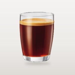 A cold brew coffee in a tall glass, deep red-brown and clear with no crema